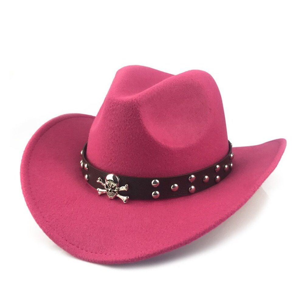 Pink Western Skull‎ Cowboy, Cowgirl Hat, Men Women Retro Wide Brim